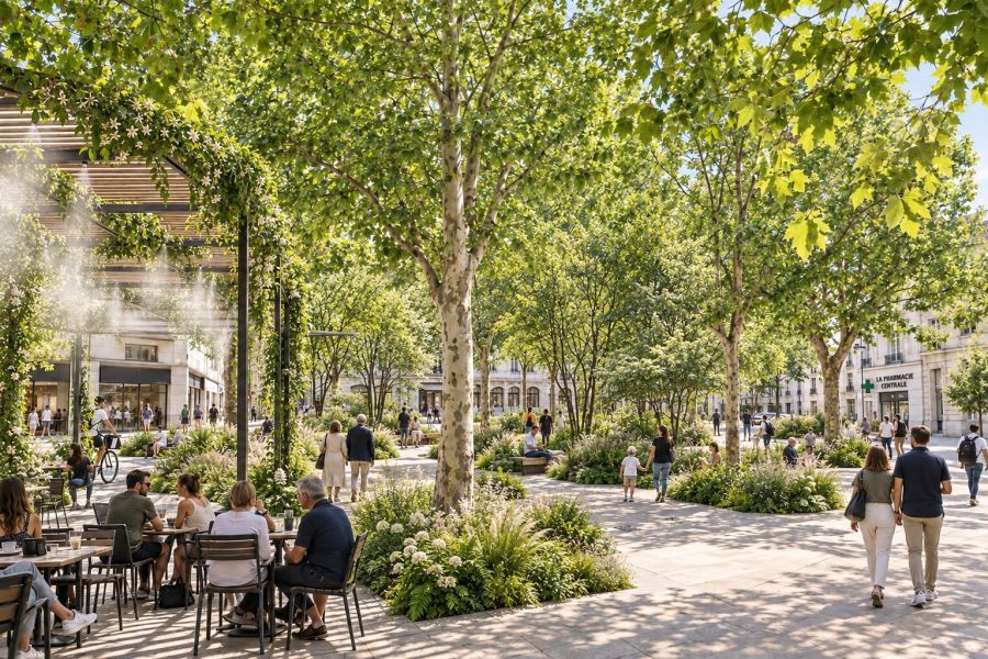 Place de la République et plan-guide des espaces publics
